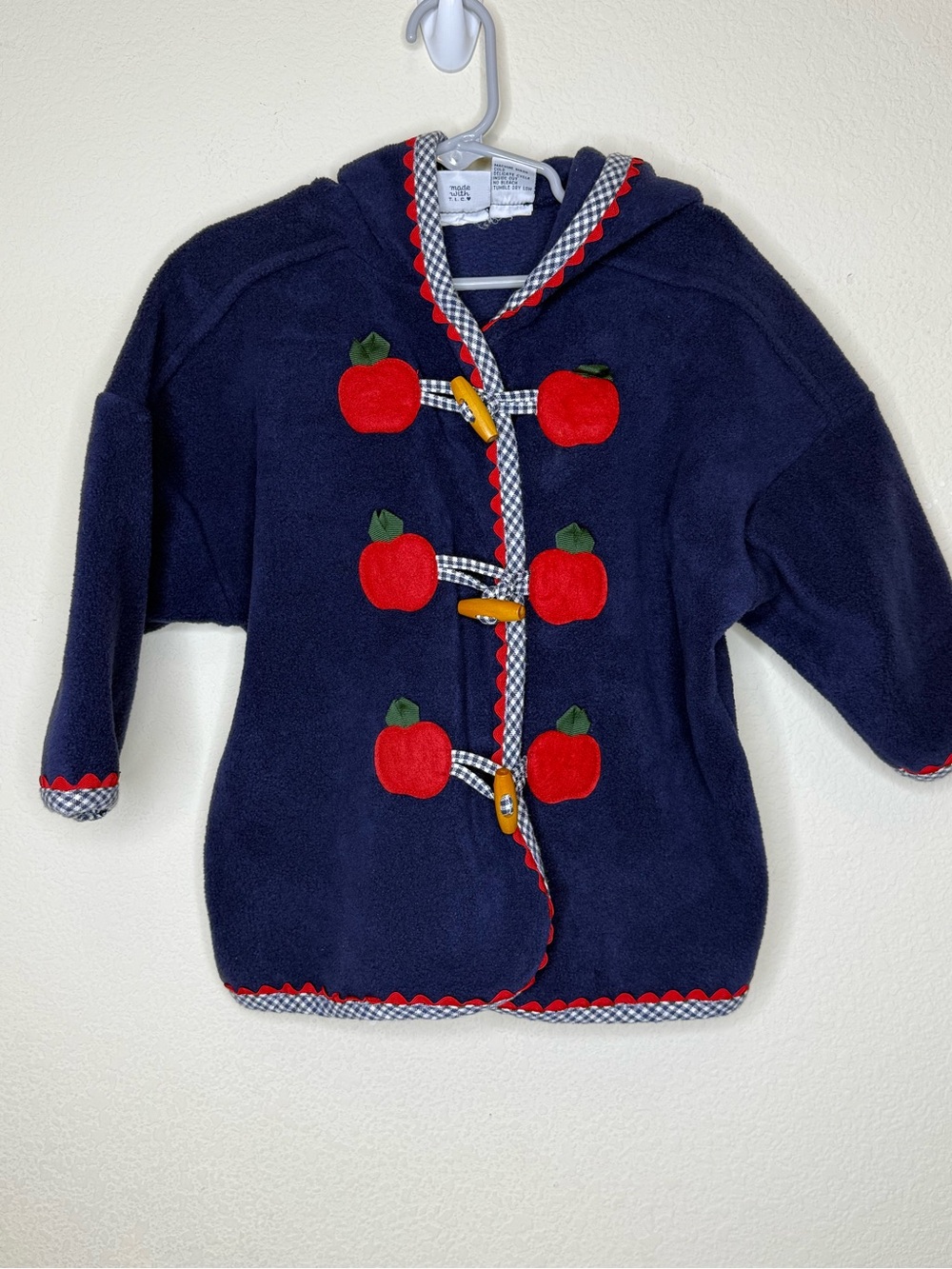 Vintage Hartstrings Children's Navy Apple Toggle Hooded Jacket
